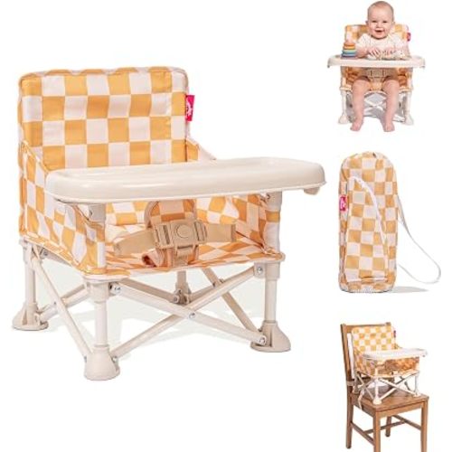 YEFAJUMP3-in-1 Portable Baby Chair, Baby Beach Chair with Removable Tray & Carry Bag, Travel Booster Seat for Dining, Outdoor Use, Beach & Baby Travel Essentials, 6 Months–3 Years