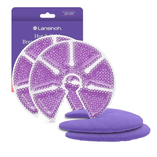 Lansinoh Breast Therapy Packs, Hot and Cold Breast-Pads with 2 Soft Covers, Postpartum Essentials for Nipple Pain Relief, Mastitis, Engorgement, Support for Breastfeeding and Pump Aid, 2 Pack