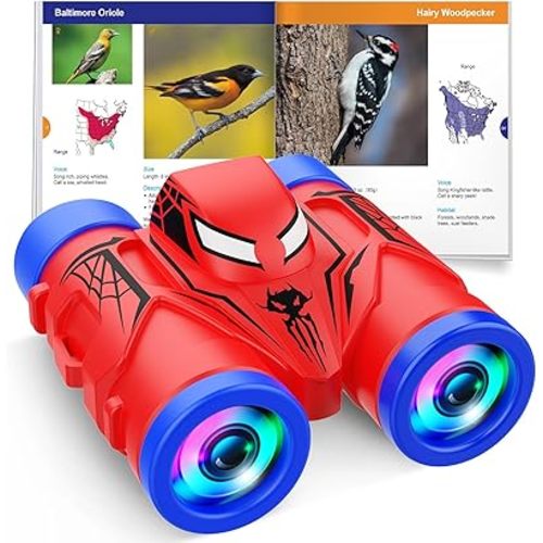 Binoculars for Kids Ages 3-8 Boy Binoculars Toys with Compass & Bird Watching Manual, Christmas Birthday Gifts for 3 4 5 6 7 8 Year Old Boys Girls Age 4-6 6-8 Toddler Outdoor Camping Toys