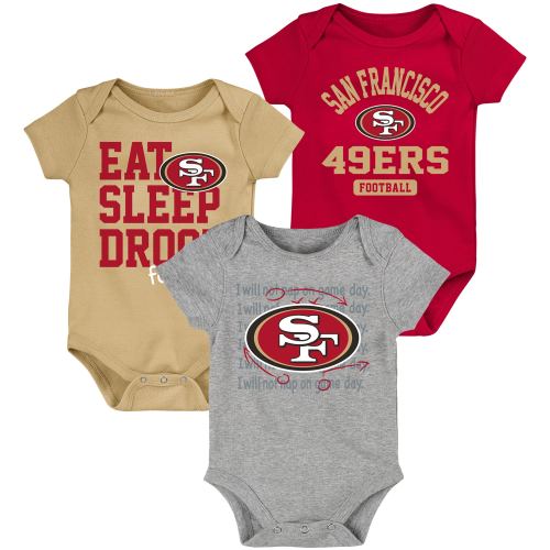 Newborn & Infant San Francisco 49ers Scarlet/Gold Eat, Sleep, Drool Football Three-Piece Bodysuit Set