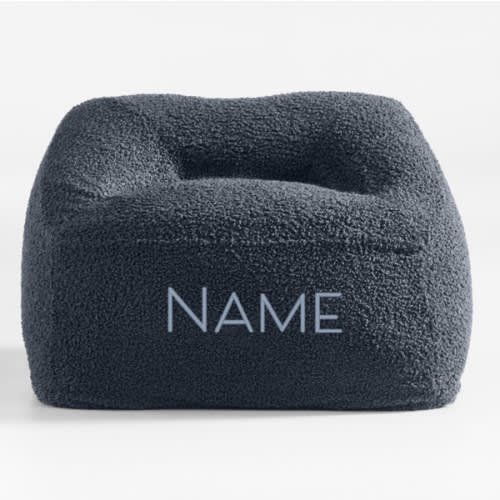 Personalized Dark Navy Sherpa Kids Lounge Chair