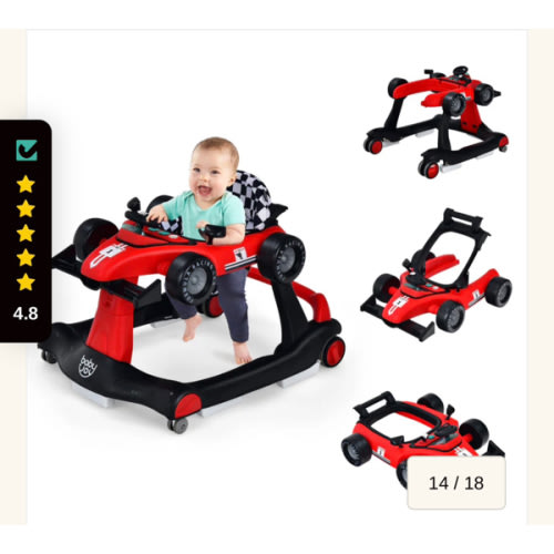 BABY JOY 4-in-1 Baby Walker, Foldable Activity Car Baby Walker