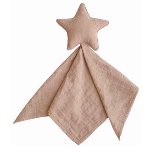 mushie Star Security Blanket | Baby Lovey | 100% Organic Muslin Cotton (Natural)