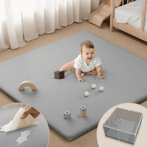 GOTGELIF 50"x50" Ultra-Soft Memory Foam Baby Play Mat Waterproof & Non-Slip Tummy Time Mat