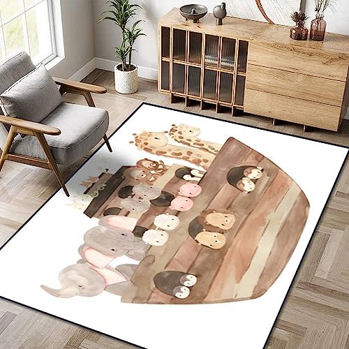 Modern Home Kids Play Area Rugs Watercolor Noahs Ark for Kids Carpets Non-Slip Extra Size Yoga Mat Runner Rug for Living Room Bedroom Kid Nursery Home Decor