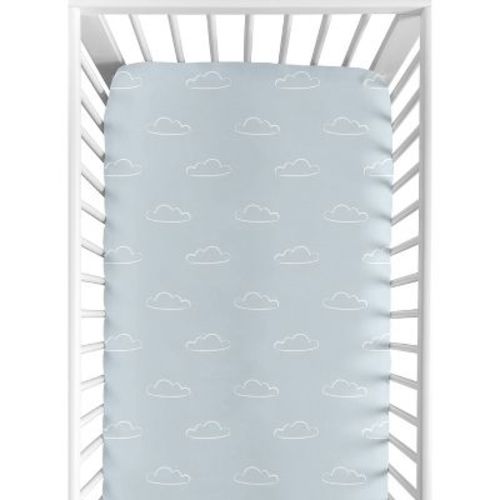 Sweet Jojo Designs Boy Baby Fitted Crib Sheet Airplane Blue And White