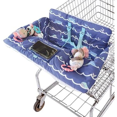 Travel Bug Baby and Toddler Shopping Cart Cover & High Chair Cover - Whales
