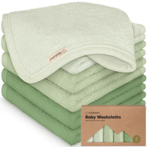 KeaBabies 6pk Deluxe Baby Washcloths, 10x10 Organic and Soft Baby Wash Cloth, Baby Bath Towel, Face Cloths