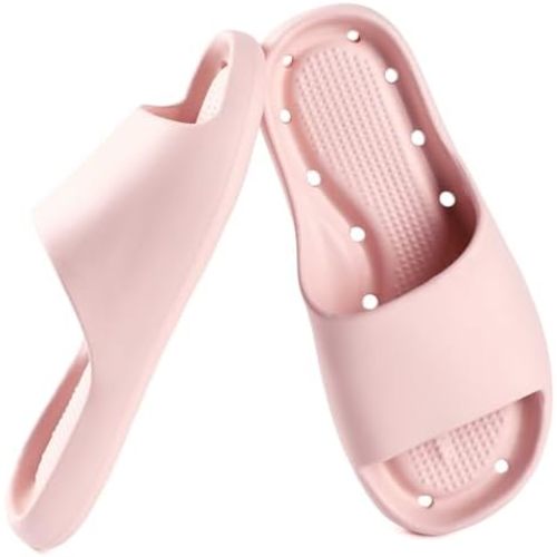 Shower Shoes for Women and Men Massage Slide Sandals Soft Cushioned Anti-Slip Pool Slides Comfort Arch Support Quick Drying Shower Shoes with Drain Holes Bathroom Slides Slippers