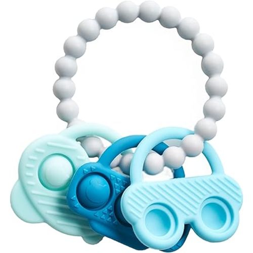 Teething Toys 3-12 Months, Baby Teethers, BPA Free Soft and Textured Silicone Teethers for Babies Blue