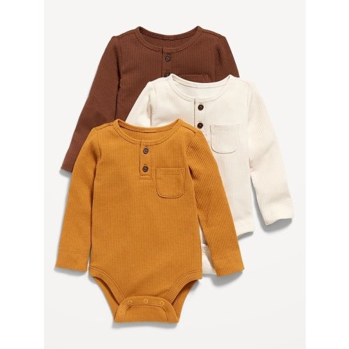 Unisex Long-Sleeve Henley Pocket Bodysuit for Baby