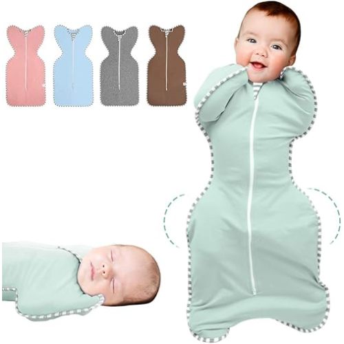 NARUTOO Baby Swaddle Sack, Multi-Color Newborn Boy or Girl Adjustable Sleep Sack Breathable Soft Premium Cotton Suit for Kids Aged 0-3 Months (Mint Green)