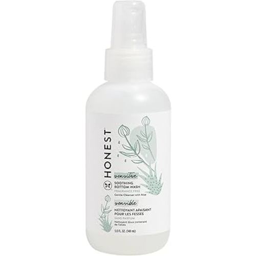 The Honest Company Soothing Baby Bottom Wash | Gently Cleanses + Refreshes | Naturally Derived, Non-Irritating, Made with Aloe | 5 fl oz