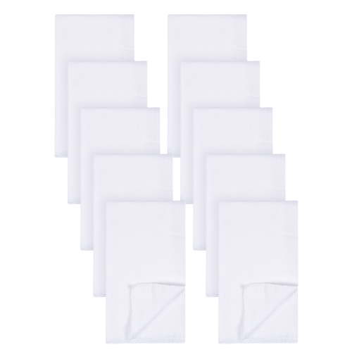 100% Cotton Gerber 10 Pack Flatfold White Cloth Diapers for Babies - 24" x 27" Newborn Diapers - Reusable, Soft & Absorbent
