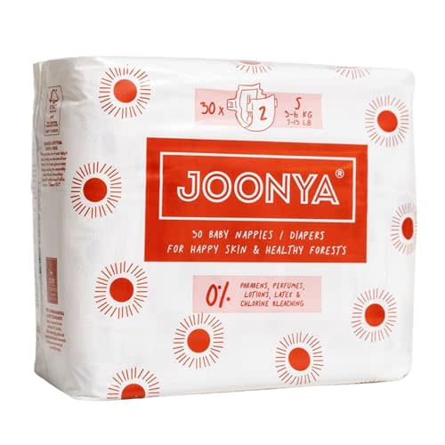 Joonya Baby Diapers, Size 2 S (7-13 lb) - 1 Bag of 30 - **New Range** - NonToxic, Eco-Friendly, Ultra Slim, Overnight Use - Made in Denmark