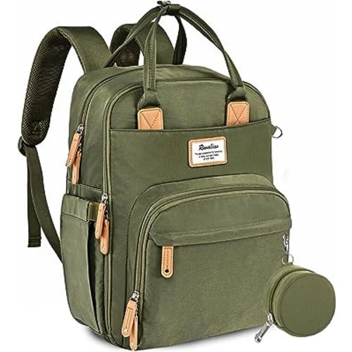 RUVALINO Diaper Bag Backpack, Multifunction Travel Back Pack Maternity Baby Changing Bags, Large Capacity, Waterproof and Stylish, Army Green