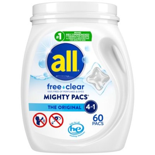 Mighty Pacs Free Clear Laundry Detergent Pacs - 60ct/39.5oz