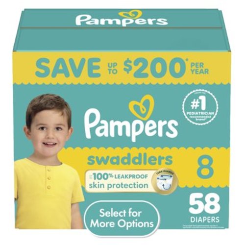 Pampers Swaddlers Baby Diapers Size 8, 58 Count (Select for More Options)