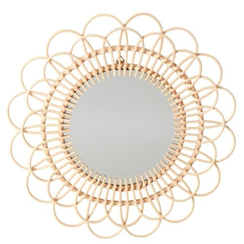 The Lakeside Collection Round Natural Rattan Mirror - Flower