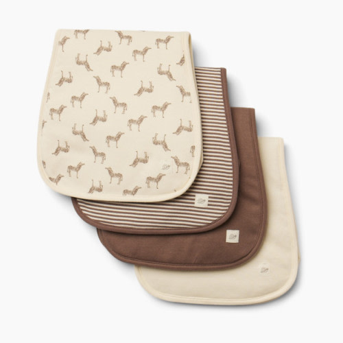 Tiny Kind Burp Cloth 4 Pack - Deep Taupe Zebra
