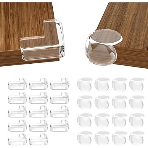 30 Pack Clear Baby Corner Protectors, L-Shaped & Spherical Furniture Edge Guards for Baby Proofing Soft PVC Table Corner Covers for Safety on Tables, Cabinets, Shelves – Childproof Bumpers for Home
