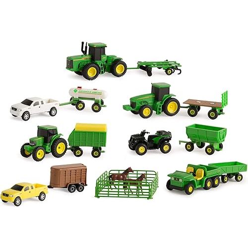 TOMY John Deere Toy Truck & Toy Tractor With Trailers 26-Piece Farm Toy Value Set