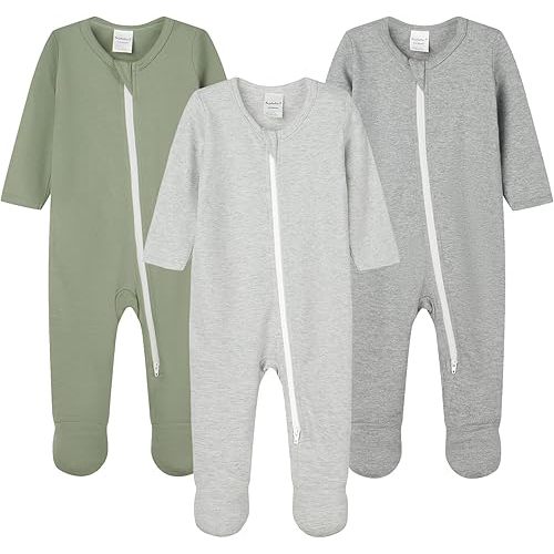 Baby Boys' Cotton Sleep and Play Pjs, Snug Fit Footed Jumpsuit, Zip Front Pajamas