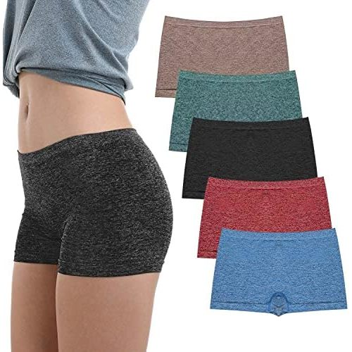 LALESTE Women's Boyshort Underwear Full Coverage Seamless Panties Soft Stretch Boxer Briefs 5 Packs