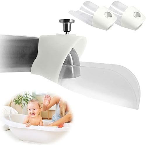 Faucet Extender, 2 Pack Baby Bath Helper, Bath Tub Faucet Extender for Kids Baby Children Hand Washing, Bathroom Kitchen Sink Spout Extender for Faucet, Fits Most Faucets (White)