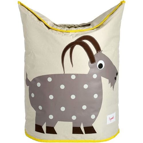 3 Sprouts Baby Laundry Basket for Nursery - Hamper with Handles/Lid, Large Storage Basket, Toy Bin, Room Decor - Kids Hamper, Baby Clothes Storage Organizer, Goat