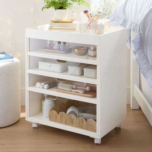 Wood & Acrylic Rolling Beauty Cart