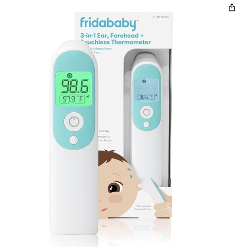 Frida Baby Thermometer, 3-in-1 Infrared Thermometer for Ear, Forehead & Touchless, FSA/ HSA Eligible Fever Thermometer for Baby, Infants ,Toddlers, Kids & Adults