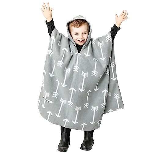 Birdy Boutique Car Seat Poncho for Kids – Safe to Use Over Seat Belts – Reversible Warm and Cozy Blanket – Easy on Easy Off and Doesn’t Impact Car Seat Performance – Gray Arrows – One Size