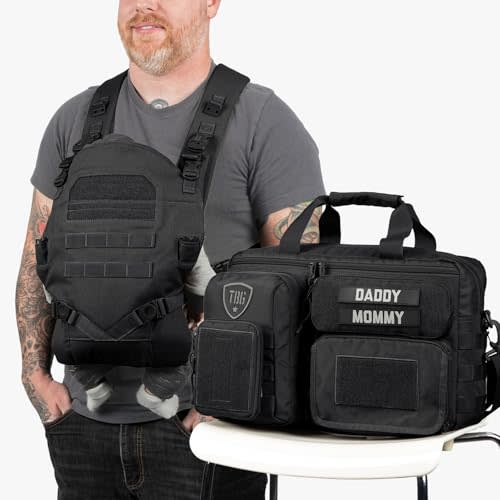 Tactical Baby Gear Deuce Diaper Bag + Baby Carrier Bundle – Military-Grade, MOLLE Compatible, Water-Resistant, Ergonomic Baby Carrier, Tactical Diaper Bag for Dads, Rugged & Versatile (Black)
