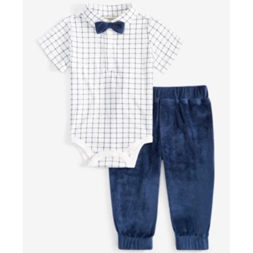 Baby Boys Collared Bodysuit & Velour Pants, 2 Piece Set, Created for Macy's