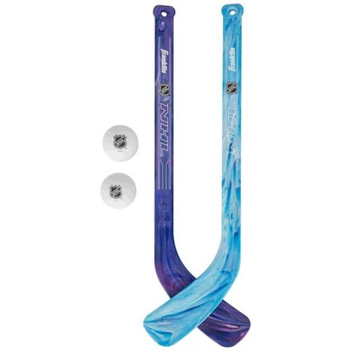 NHL Mini Hockey Goal Stick & Ball Toy Hockey Set - 4pc Light Blue Swirl/Dark Blue Swirl