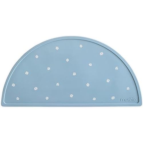 mushie Silicone Placemat for Kids | BPA-Free Non-Slip Design (White Daisy)