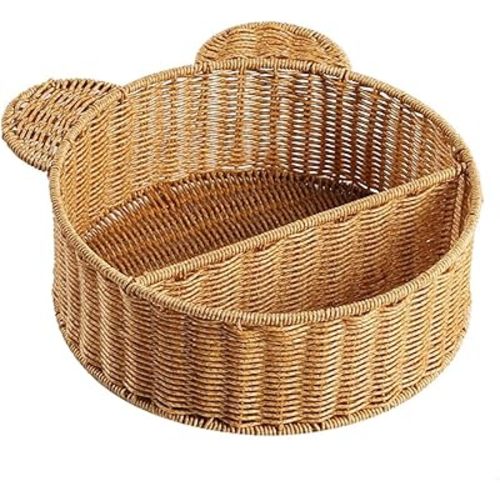 Space Saving Rattan Bear Ear Designs Wall Mounted Storage Shelf Accessory for Displaying Books and Storing Daily Items