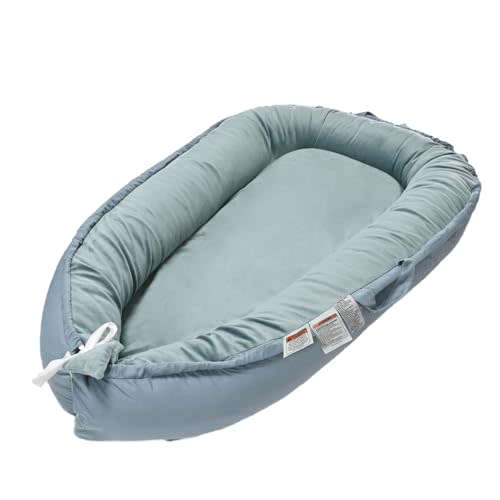 NICEMHAPU Baby Nest Lounger, Newborn Lounger for 0-24 Months, 100% Cotton Soft Adjustable Infant Lounger Baby Floor Seat for Travel, Co Sleeper for Girls Boys in Bed(Green)