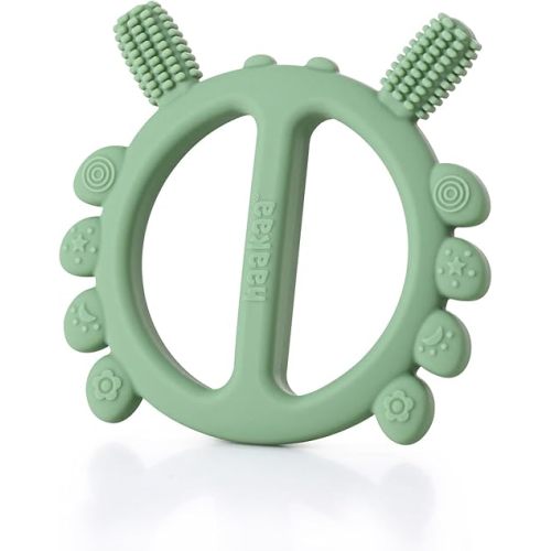 Haakaa Silicone Crab Baby Teether,Teething Toys,360° Baby Toothbrush Head for Infant Self-Brushing Training,Food-Grade Silicone,Pea Green