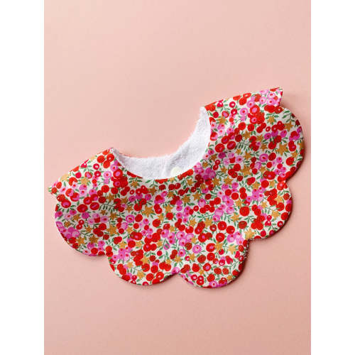 Red Wiltshire Gold Star Liberty Scalloped bib