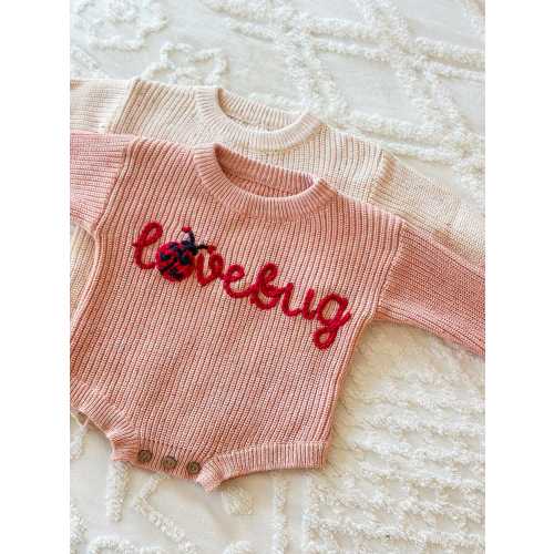 Lovebug baby sweater romper - baby and toddler chunky knit romper