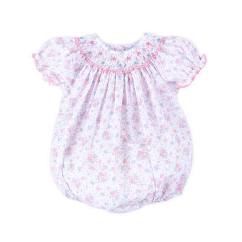 Floral Blooms Pink Smocked Bishop Bubble