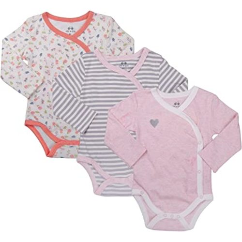 Asher & Olivia Baby Kimono Side Snap 3 Pc Girl Long Sleeve Bodysuit Set