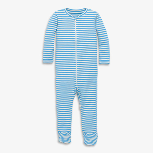 0-3 M Baby organic zip footie in stripe | Primary.com
