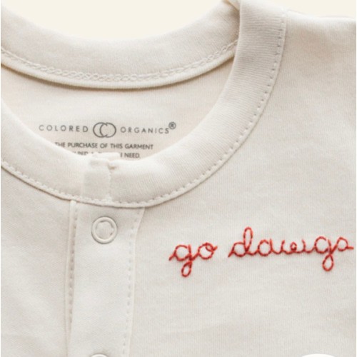 HAND-STITCHED GO DAWGS FOOTIE - 0-3m / go dawgs