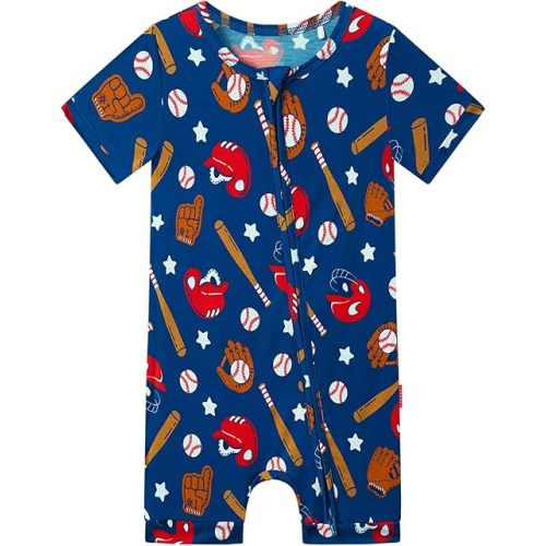 Baby Boys Bamboo Viscose Short Sleeve Romper Soft Comfy Infant Summer Jumpsuit