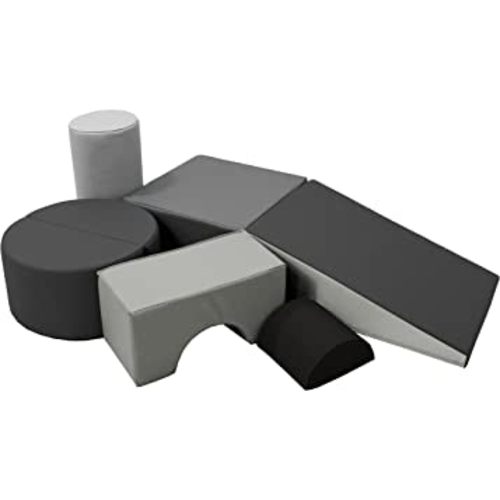 Factory Direct Partners 12364-GYLG SoftScape Playtime and Climb Multipurpose Playset for Infants, Toddlers 9m-2yrs (6-Piece) - Gray/Light Gray
