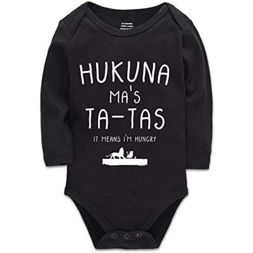 Hukuna Ma's Ta Tas Baby Funny Joke Lion Milk Hungry Present King Body Suit 0-24 Months White Short Sleeve