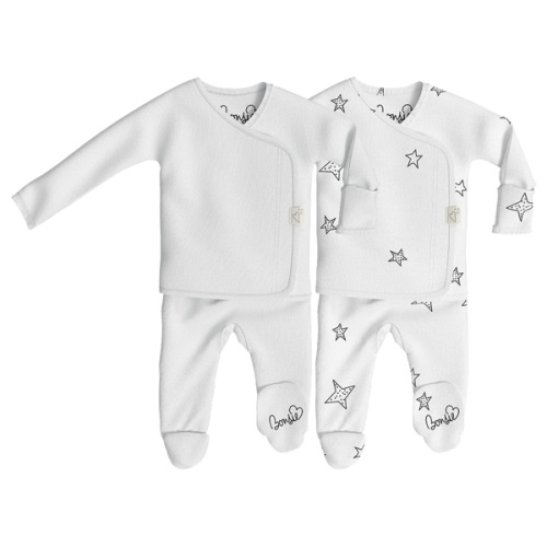 Baby Bundle Footie - Milk + Stars Twin Pack – Bonsie Skin to Skin Babywear